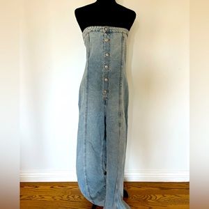 TRF STRAPLESS DENIM JUMPSUIT